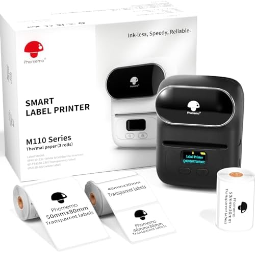 Phomemo M110 Label Printer - Label Maker Machine with 3 Roll Paper by Phomemo