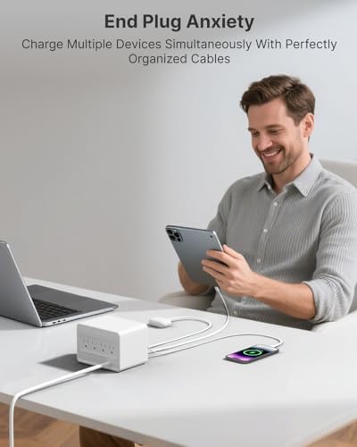 Gitryin 1 Micro USB, 1 Lightning, 2 Type-C Retractable Wall Chargers and 1 Power Strip, 12-in-1 Modular Charging Station - Image 3