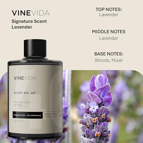 VINEVIDA [16 Fl Oz] Lavender Fragrance Oil for Cold Air Diffusers, Essential Oils for Diffuser Oil Refill & Air Freshener Room Spray - Image 2
