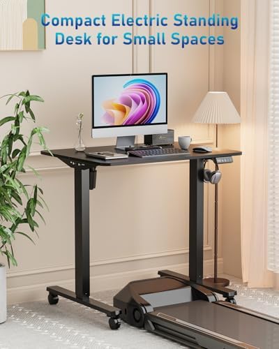 32" Small Rolling Electric Standing Desk Adjustable Height for Home Office - Image 3
