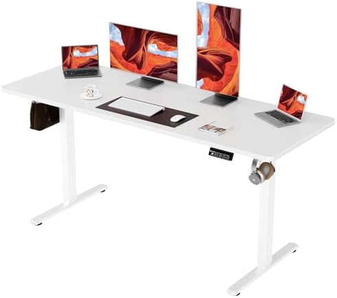 ERGOMAKER 63"x24" Standing Desk, Height Adjustable Sit-Stand Office, White by ERGOMAKER