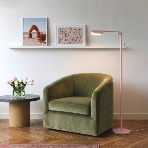 Brightech Leaf Pharmacy LED Reading Lamp, Dimmable Floor Lamp with Easy Rotation Over Chair or Desk for Living Rooms & Offices, Adjustable Standing Tall Lamp, for Sewing & Crafts - Matte Pink - Image 3