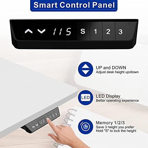 Shintenchi Electric Standing Desk, 48 x 24 Inch Height Adjustable Sit Stand Desk Morder Home Office Stand Up Desk Computer Work Station with Splice Board, (White Frame + White Top) - Image 6
