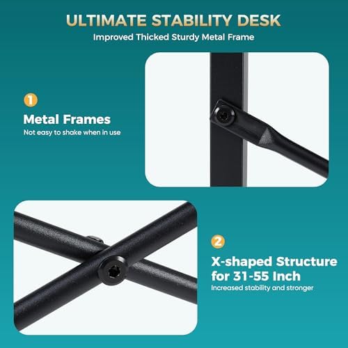 DUMOS 55 Inch Small Computer Desk, Gaming Desks for Home Office Bedroom - Image 5