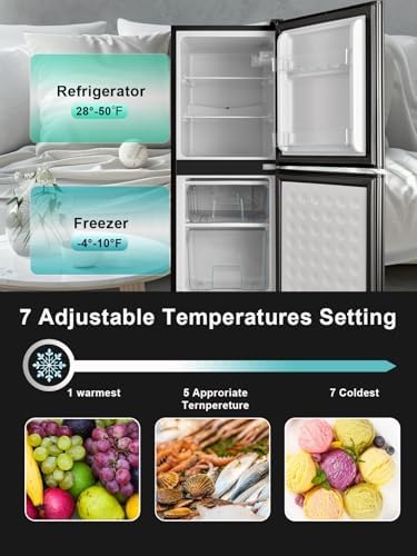 Refrigerator with Freezer 4.0 Cu.Ft Bottom Freezer 2 Door Fridge Black - Image 2