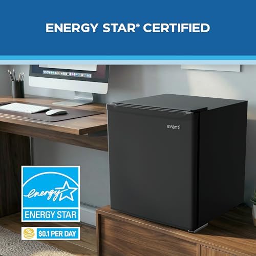 Avanti Mini Fridge 1.6 Cu. Ft. Compact Refrigerator for Dorm, Office & Bedroom, Chiller Compartment, Glass Shelf, Reversible Door, ENERGY STAR, Black - Image 5