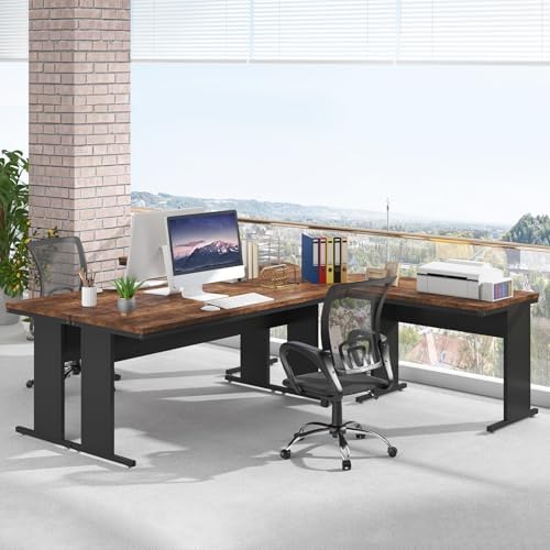 Tribesigns 83-Inch Large L Shaped Desk, Reversible Executive Office Desk, Modern Corner Computer Table Business Workstation for Home Office (Brown) - Image 5