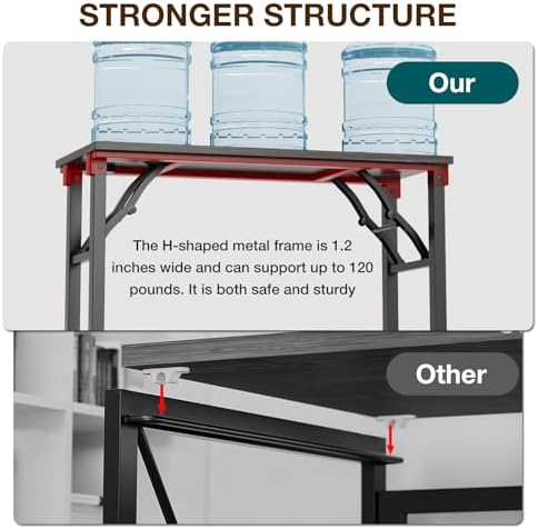 TEMI Small Computer Desk Folding Table - 35.8" Foldable Office Desk, No Assembly, Perfect for Small Spaces in Bedroom, or Apartment, Portable Mini Desk or Study Table Compact Design, Marble Greige - Image 7