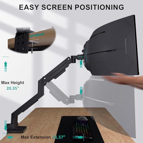 WALI Heavy Duty Monitor Arm for 13-49 inch 1000R Curved Screen, up to 44lbs - Image 5