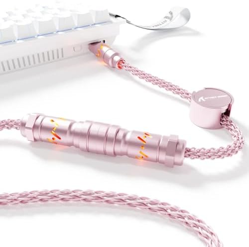 ATTACK SHARK C07 Custom Braided Aviator Cable with Light Up RGB-Pink by ATTACKSHARK