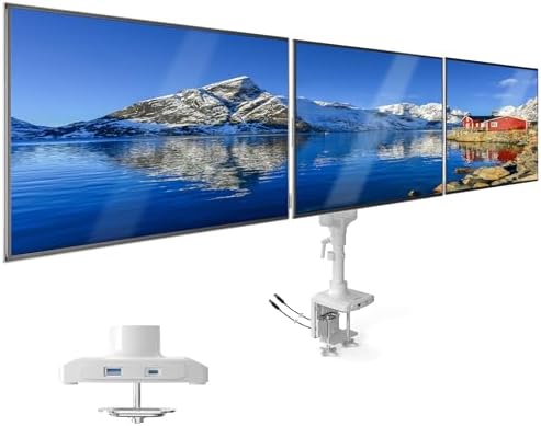Mount-It! Triple Monitor Desk Mount, 13-27" Screens, White by Mount-It