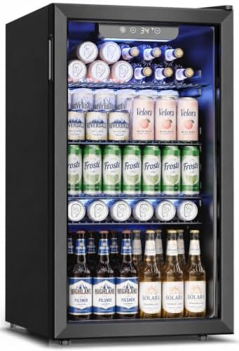 Feelfunn 3.2 Cu. Ft. Beverage Refrigerator, 126-Can Mini Fridge, 34-64°F by Feelfunn