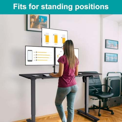 MOUNT PRO Triple Monitor Mount, Monitor Desk Mount for 3 Screens up to 32 inch, 17.6 lbs Each, Fully Adjustable Stacked Computer Stand, Table VESA Mounting, C clamp/Grommet Base - Image 4