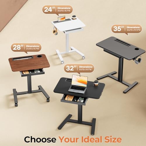 32" Mobile Desk with Drawer, Rolling Standing Desk on Wheels - Image 6