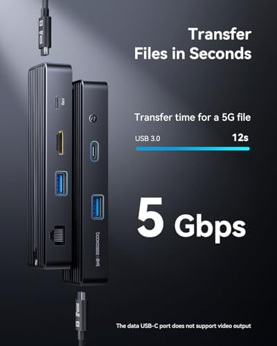 DOCKCASE Explorer Edition Visual Smart USB C Hub (6-in-1) with HDMI Port 4K@60Hz,Gigabit Ethernet,USB-C and 2 USB-A 5Gbps Data Ports, 100w PD Power Delivery, for MacBook Air/Pro, XPS, and More - Image 6