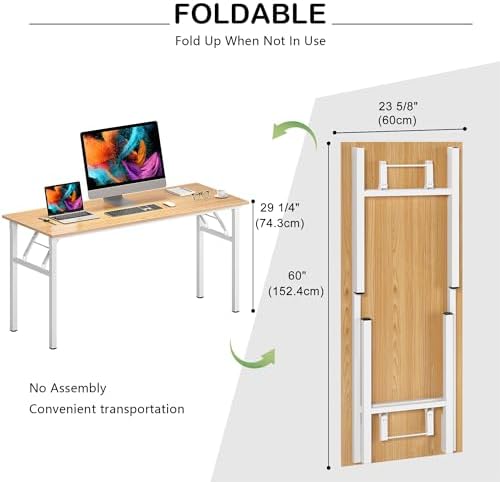 Need Office Computer Desk 60 Inch Sturdy Folding Laptop Table Teak - Image 3