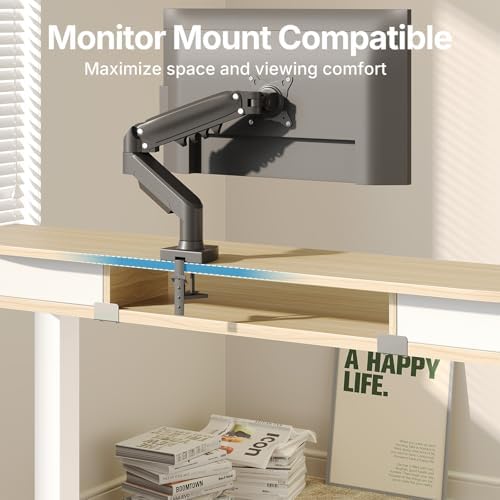 HUANUO 47.2" X 23.6" Electric Standing Desk with 2 Drawers, C-Clamp Mount Compatible, Height Adjustable Computer Desk, Home Office Stand Up Desk with 4 Preset Heights & 2 Hooks, Light Walnut - Image 4