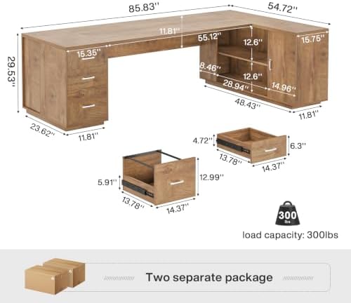 Tribesigns 85.8-Inch L-Shaped Executive Desk, Extra Large Home Office Desk - Image 2