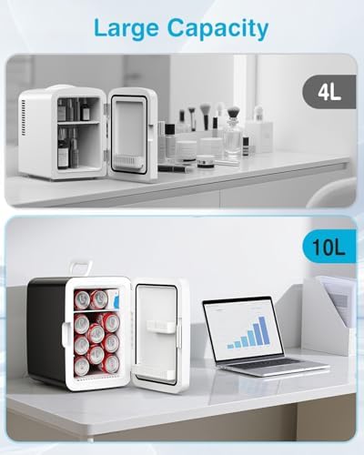 Antarctic Star Compact Mini Fridge, 10L Portable Small Refrigerator, 2.6 Gal Desktop Fridge with AC/DC Adapters, Small Cosmetics Cooler for Beverage, Food, Makeup, Bedroom, Office, Dorm, Black - Image 3