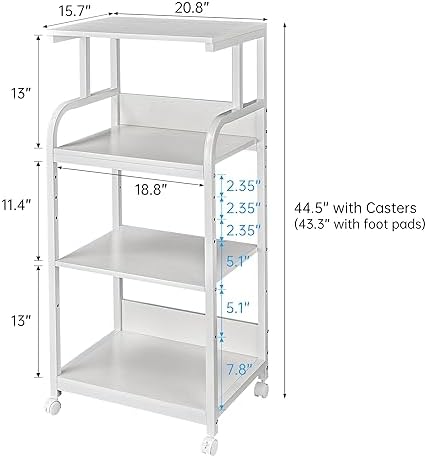 Fannova 4 Tier White Printer Shredder Stand with Storage for Home Office - Image 6