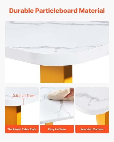 VEVOR Executive Desk, 63" W x 31.5" D Large Office Desk, Modern Computer Table Conference Meeting Room Table, Business Furniture Enlarged Desktop for Home Office, White and Gold - Image 6