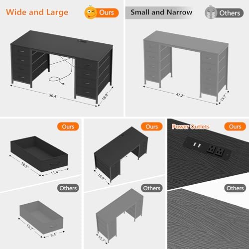 50 Inch Computer Desk with 8 Drawers for Home Office, Bedroom, Living Room - Image 3