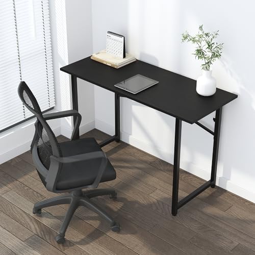Lutown-Teen Folding Computer Desk 47 inch No Assembly Required, Black - Image 2