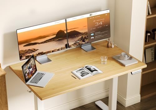 Claiks Electric Height Adjustable Standing Desk, 40x24 Inch, Bamboo - Image 2