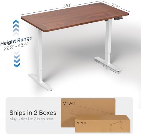 VIVO Dark Walnut 55 x 28 in Standing Desk, DESK-KIT-1W55D - Image 3