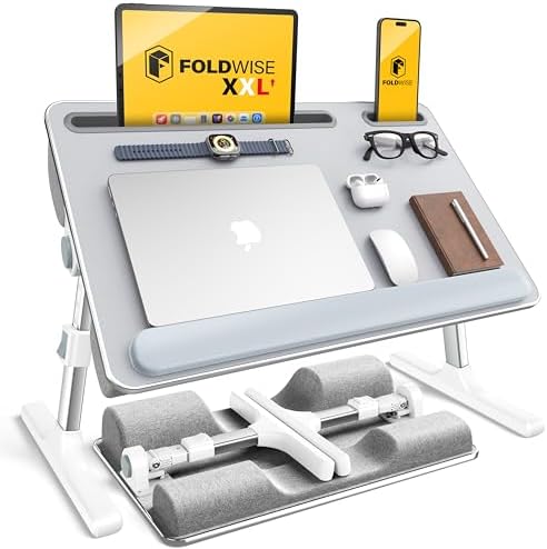 FoldWise 2-in-1 Bed & Lap Desk with Soft Cushion, Adjustable Height & Angle by FoldWise