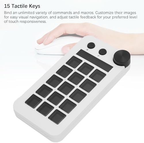 Stream Controller, Stream Control Deck with Knob 15 Macro Keys, Customizable Visual Keyboard Trigger Actions in Apps Software for PC, LCD Keys Stream Controller (White) - Image 4