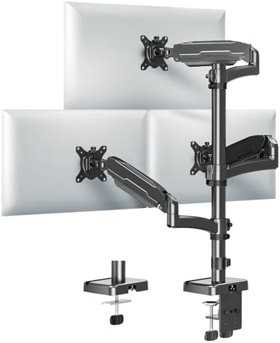 MOUNT PRO Triple Monitor Mount for Max 32" Computer Screen, Adjustable 3 Monitor Desk Mount, up to 19.8lbs Each, Three Display Arm with Tilt Swivel Rotation, VESA Mount 75x75/100x100mm by MOUNTPRO