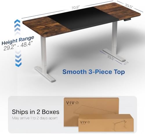 VIVO Black/Vintage Brown 71 x 30 in Standing Desk, DESK-KIT-1G7BN - Image 4