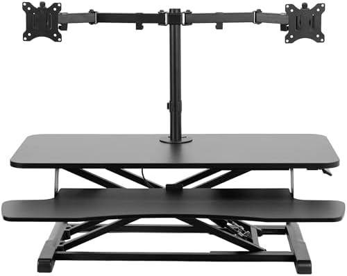 VIVO Black 36 in Standing Desk Converter with Monitor Stand, DESK-V036K-M2 by VIVO