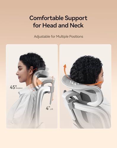 SIHOO B100 Office Chair, Comfy Ergonomic Office Chair, High Back Computer Chair with Adaptive Lumbar Support & wide Headrest, Flip-up Armrests, Swivel Desk Chair for Long Hours, WITHOUT Footrest, Grey - Image 7