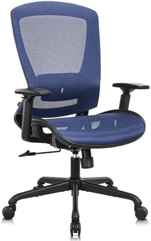 ELABEST Mesh Office Chair,Ergonomic Computer Desk Chair,Sturdy Task Chair- Adjustable Lumbar Support & Armrests,Tilt Function,Comfort Wide Seat,Swivel Home Office Chair (Blue) by ELABEST