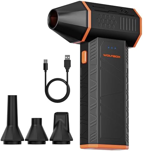 WOLFBOX MF50 Electric Air Duster-110000RPM Super Power Cordless Air Duster and WOLFBOX 3000A Jump Starter with Air Compressor, 16000mAh&160PSI Portable Car Battery Jump Starter - Image 4