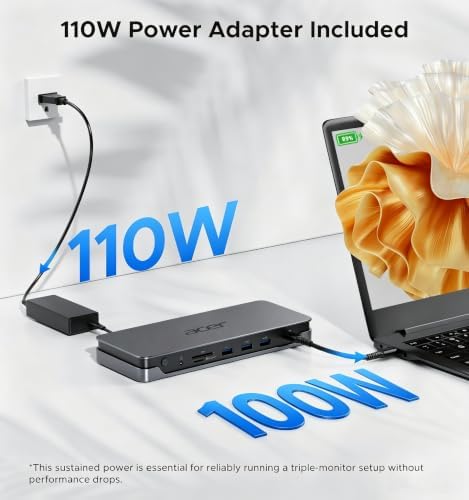 Acer 13-in-1 Laptop Docking Station, USB-C 3 Display Docking (2 HDMI+1 DP) - Image 4