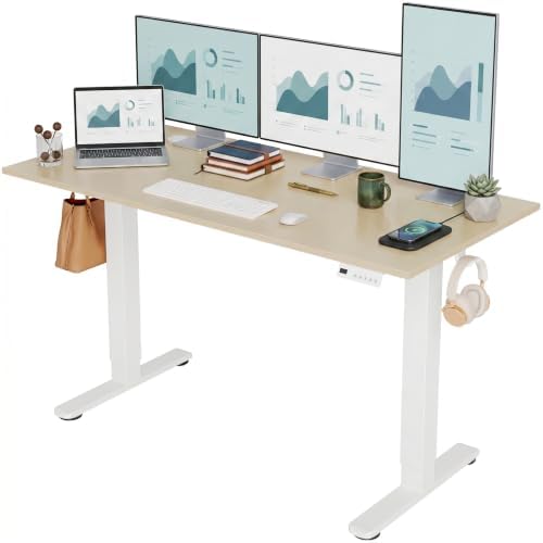 Claiks Electric Standing Desk 55x24 Inch Adjustable Desk, Nature by CLAIKS