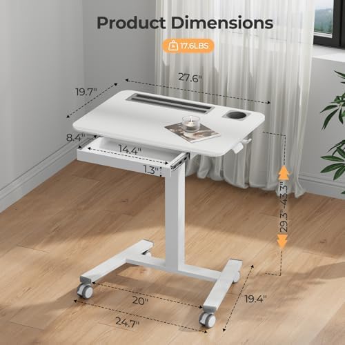 28" Mobile Standing Desk with Drawer, Portable Laptop Desk - Image 2