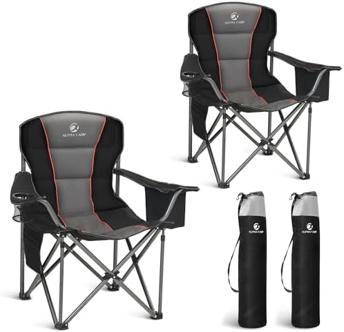 LET'S CAMP Folding Camping Chair Oversized Heavy Duty Padded Outdoor Chair by LETSCAMP