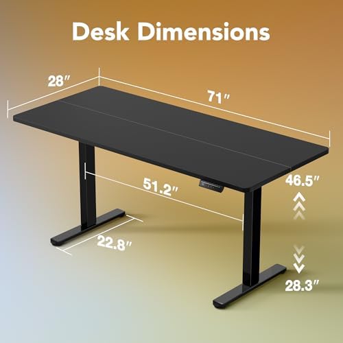 HUANUO 71x30 Inch Electric Standing Desk, Height Adjustable, Black - Image 3