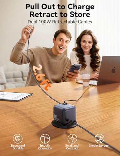 JOYROOM 140W Charging Station, GaN Desktop Charger Retractable Charger - Image 5