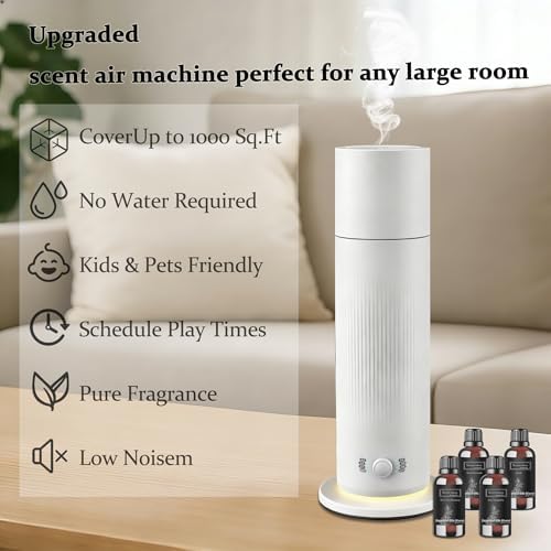 Waterless Essential Oil Diffuser, Scent Air Machine for Home with 4x30ml Hotel Scent Oil Sets, Covers Up to 1000 Sq.Ft, Adjustable Mist & Timer, Hotel and Commercial Use - Image 2