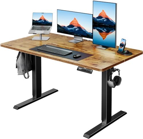 HUANUO 48x23 Inch Electric Standing Desk, Adjustable, Rustic Brown by HUANUO