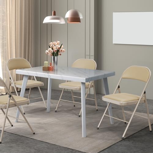 VINGLI 10 Pack Folding Chairs with Padded Seats, Metal Frame with Pu Leather Seat & Back, Capacity 350 lbs, Set of 10, Khaki - Image 2