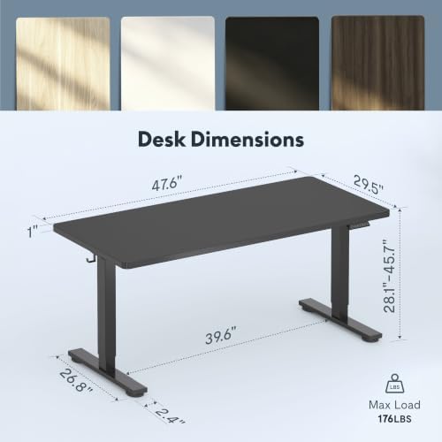 FLEXISPOT 48"x30" Electric Standing Desk, Black - Image 2