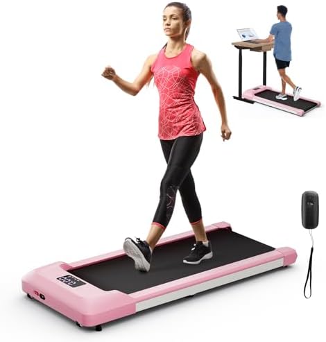 GYMAX Walking Pad, 2.25HP Under Desk Treadmill with LED Display, Remote Control & 7-Layer Belt, Compact Portable Jogging Running Machine for Home Office Small Space by GYMAX