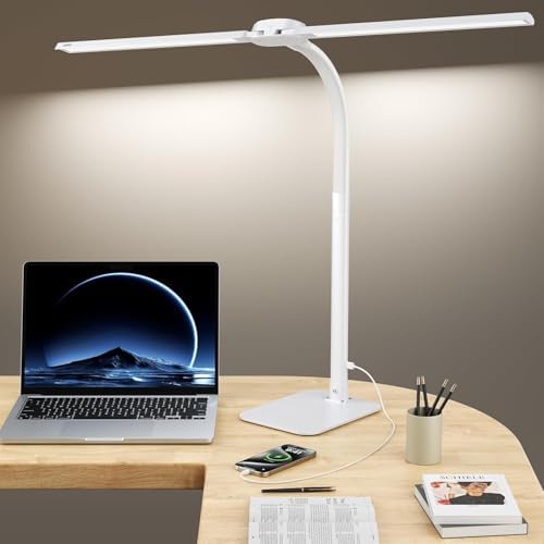 24W LED Desk Lamp for Home Office, 1500lm Dual Head Task Light with Remote by KARY