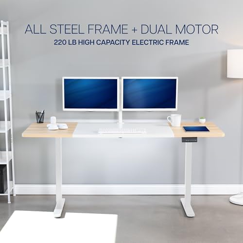 VIVO White/Light Wood 71 x 30 in Standing Desk, DESK-KIT-E2W7WC - Image 6